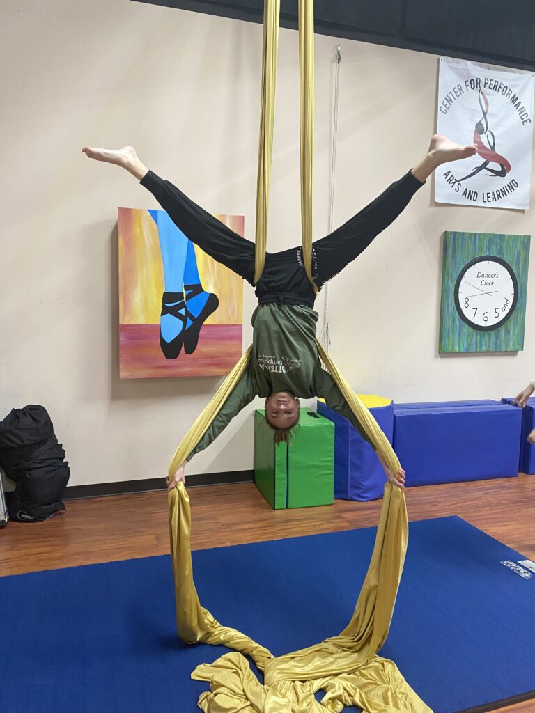 Student aerial training at Center for Performance Arts